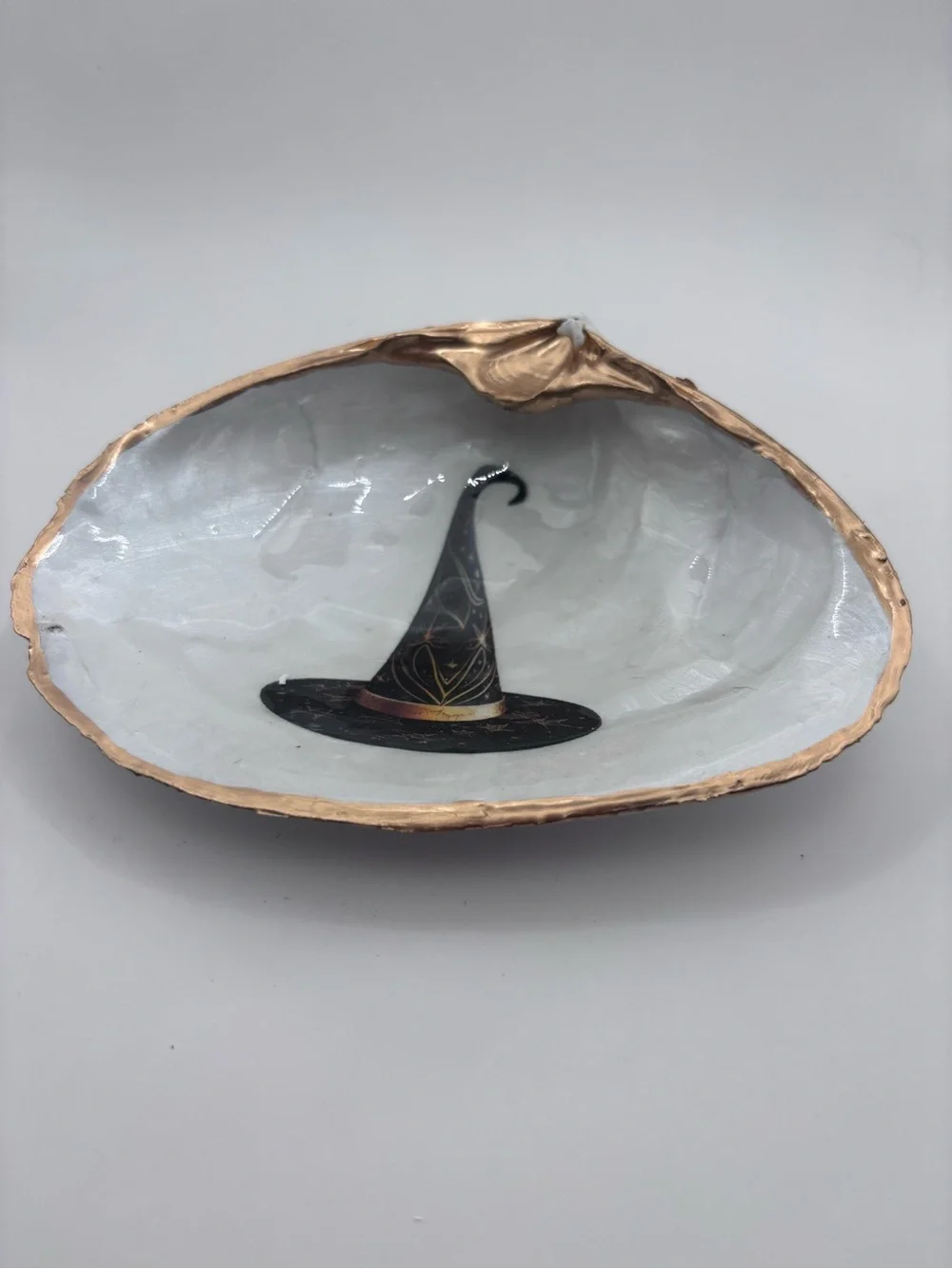 Halloween Witch Hat Decorative Shell Tray - Black and Gold